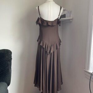 Brown Ruffle Slip Dress - Women